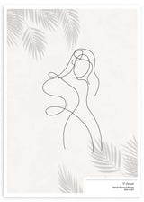 cuadro de mujer blanco y negro. Ilustración. Lámina decorativa.