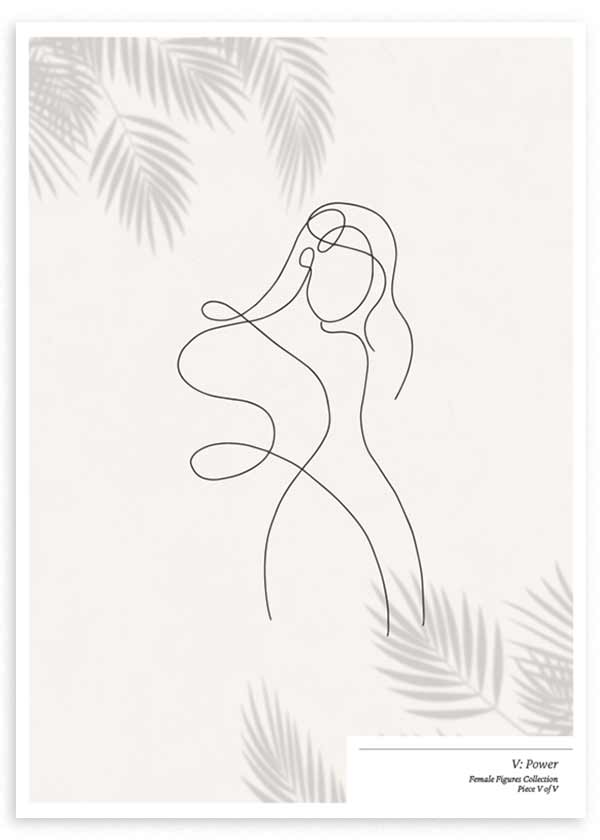cuadro de mujer blanco y negro. Ilustración. Lámina decorativa.
