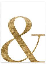 lámina decorativa para cuadro en blanco y dorado con letra &