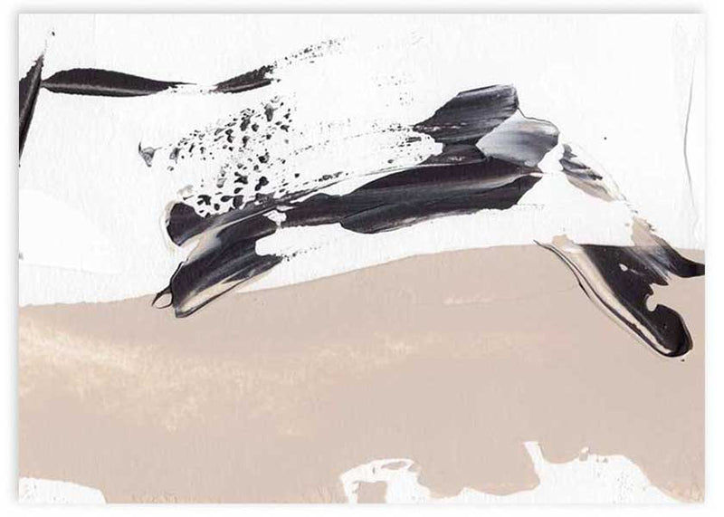 Cuadro horizontal abstracto de ilustración en tonos beige y negro. Combina este cuadro con el resto de su colección Paint Explosion para crear el mural perfecto.