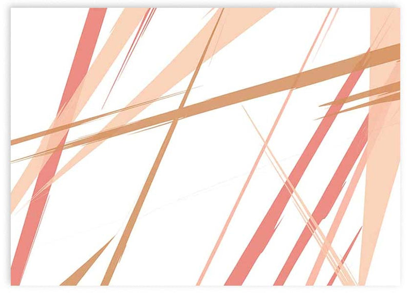Cuadro horizontal abstracto de pinceladas en tonos cálidos: tierra, rojo y rosa.