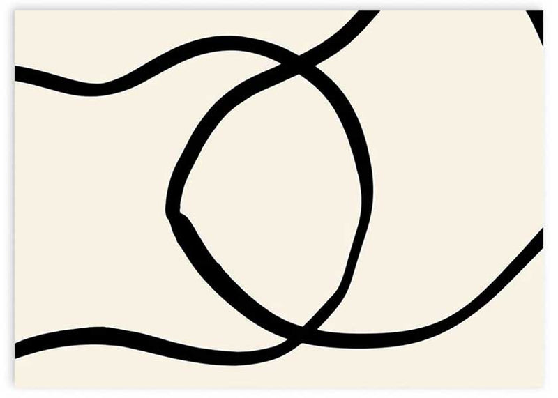 Cuadro horizontal abstracto y minimalsita con fondo ligeramente amarillo. Una ilustración ideal para combinar con otras obras de estilo abstracto y nórdico