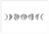 Cuadro horizontal ilustración de fases de la luna. Con fondo blanco, esta lámina decorativa minimalista combinará sin problemas con otras obras en blanco y negro.