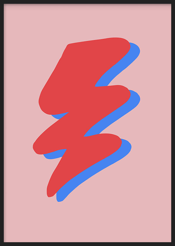Cuadro de rayo rojo sobre rosa | Decoración de pared – kudeko
