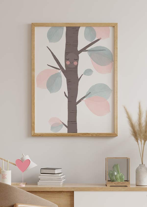 decoración con cuadros, ideas - lámina decorativa infantil de árbol y hojas de colores - kudeko