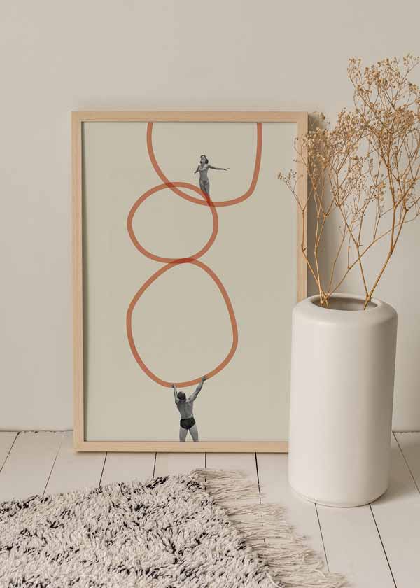 decoración con cuadros, ideas - lámina decorativa de estilo vintage de collage de hombre y mujer - kudeko