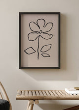 decoración con cuadros, ideas - lámina decorativa de ilustración abstracta de flor sobre fondo beige tierra - kudeko