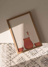 decoración con cuadros, ideas - lámina decorativa collage vintage de mujer y copas sobre fondo beige - kudeko