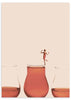 lámina decorativa collage vintage de mujer y copas sobre fondo beige - kudeko
