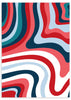 lámina decorativa colorida y psicodélica en colores rojo, blanco y azul