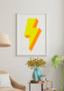 Decoración con cuadros, ideas -  cuadro de rayo en colores amarillo y naranja. Ilustración de rayo. Lámina decorativa.. Lámina decorativa.