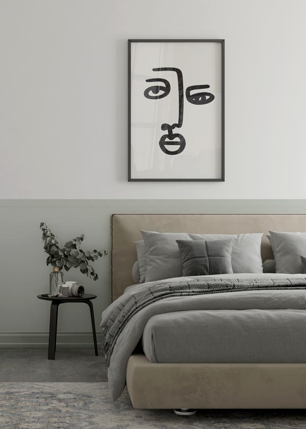 Decoración con cuadros, ideas -  lámina decorativa abstracta de rostro femenino / mujer. Ilustración de cara de mujer
