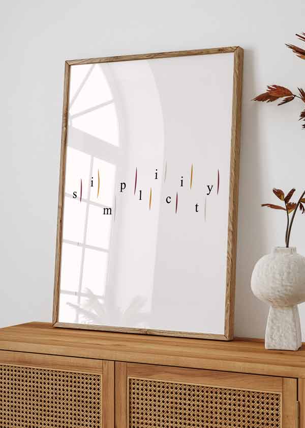 decoración con cuadros, ideas - lámina decorativa con frase simplicity, minimalista y moderna, estilo decoración nórdico