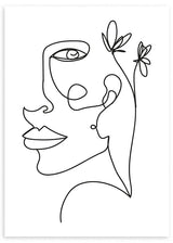 lámina decorativa para cuadro abstracto de rostro de mujer con flores