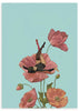 lámina decorativa vintage de collage de mujer en una flor - kudeko