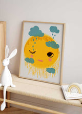 decoración con cuadros, ideas - lámina decorativa infantil de sol y nubes - kudeko