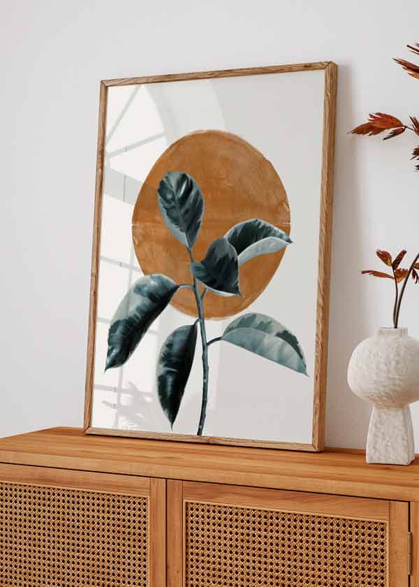decoración con cuadros, ideas - lámina decorativa de flor y sol en estilo decorativo nórdico y abstracto - kudeko