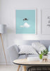Decoración con cuadros, ideas -  cuadro colage de niño sobre fondo azul y nubes, cuadro infantil. Lámina decorativa.