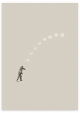 lámina decorativa de collage vintage de abuelo / anciano tirando la luna - kudeko