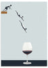 lámina decorativa collage vintage de hombre tirándose de trampolín a copa de vino - kudeko
