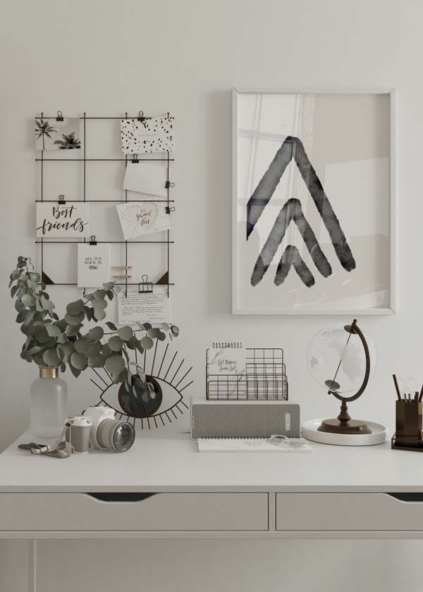 decoración con cuadros, ideas - lamina decorativa abstracta y nordica con triangulos
