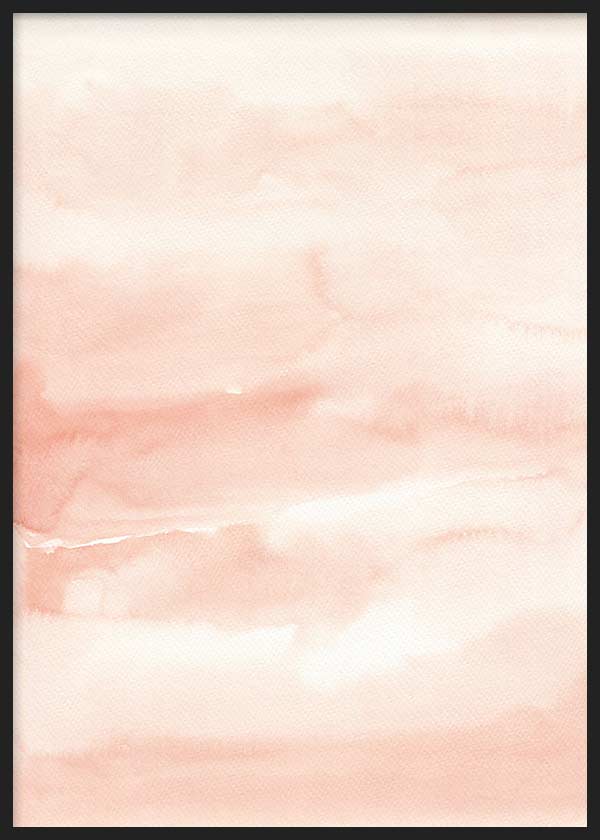 Cuadro con composición abstracta de franjas suaves en rosa empolvado, melocotón y crema, con efecto etéreo y estilo minimalista. Disponible en kudeko.com