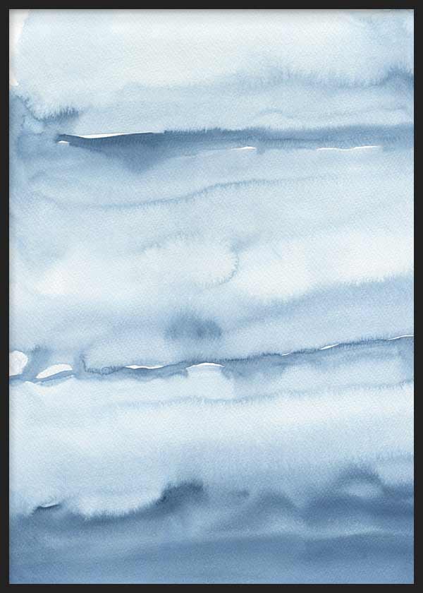 Cuadro con paisaje abstracto de horizontes difusos, niebla suave y tonos azul claro, gris y blanco, con composición serena y etérea. Disponible en kudeko.com