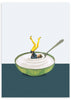 lámina decorativa de collage vintage y colorido de mujer dentro de yogur - kudeko