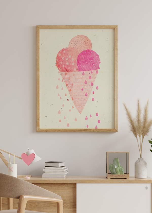 decoración con cuadros, ideas - lámina decorativa infantil de ilustración de helado - kudeko