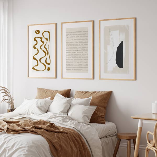 decoración con cuadros, mural - lámina decorativa abstracta y minimalista en tonos beige - kudeko