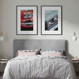 Decoración con cuadros, mural -  cuadro fotografía coche vintage color azul turquesa. Lámina decorativa de foto de coche vintage azul turquesa