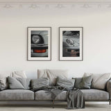 Decoración con cuadros, mural -  cuadro fotografía coche vintage deportivo color gris. Lámina decorativa de foto de coche vintage deportivo. Porche.