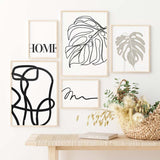 Decoración con cuadros, mural -  lámina decorativa nórdica con hoja en beige y fondo blanco