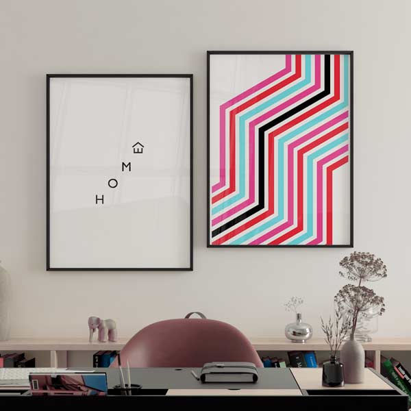 Decoración con cuadros, mural -  cuadro en blanco y negro moderno con la palabra Home