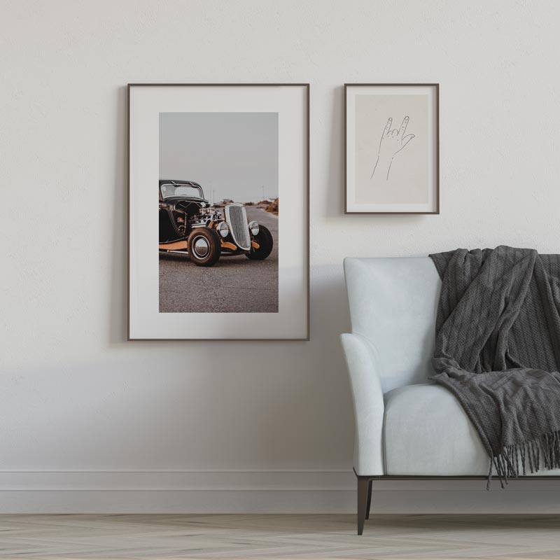 Decoración con cuadros, mural -  cuadro fotografía coche vintage estilo peaky blinders. Lámina decorativa coche peaky blinders