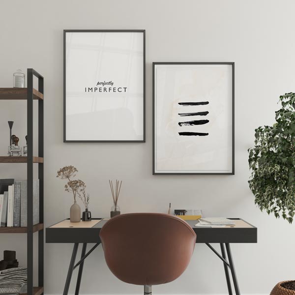 Decoración con cuadros, mural -  cuadro con frase perféctamente imperfecta en blanco y negro. Cuadro moderno