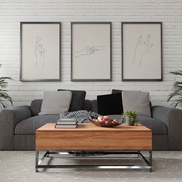 Decoración con cuadros, mural -  cuadro de manos a punto de tocarse minimalista. Cuadro nórdico.. Lámina decorativa.