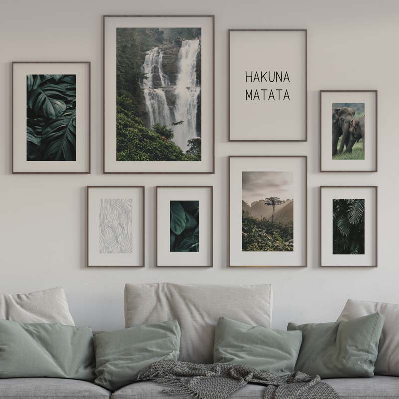 Decoración con cuadros, mural - Cuadro paisaje de selva tropical en tonos verdes