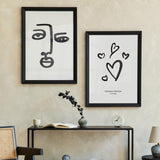 Decoración con cuadros, mural -  cuadro personalizado para parejas con ilustración de corazones en blanco y negro