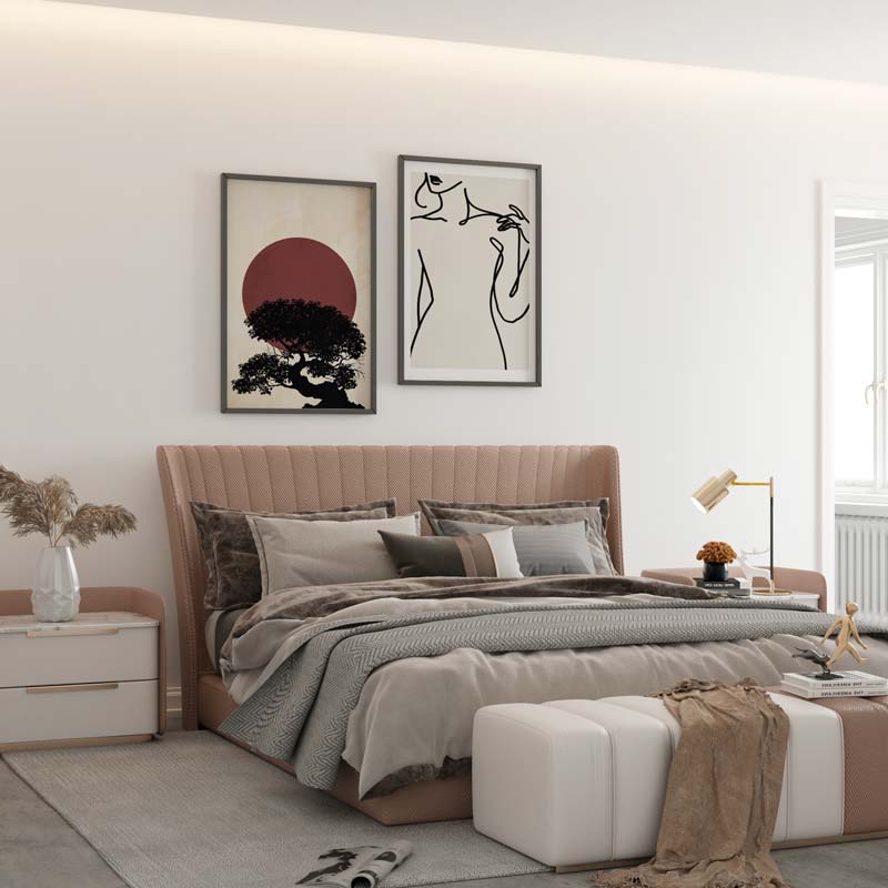 Decoración con cuadros, mural -  cuadro con atardecer y arbol en tonos rojos