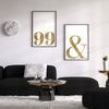 Decoración con cuadros, mural -  cuadro en blanco y dorado con letra &