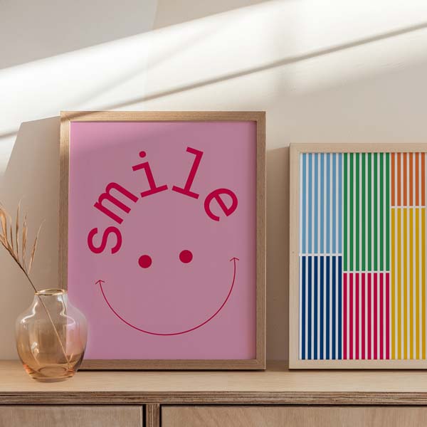 decoración con cuadros, ideas - lámina decorativa colorida y geométrica con líneas verticales minimalistas en varios colores - kudeko