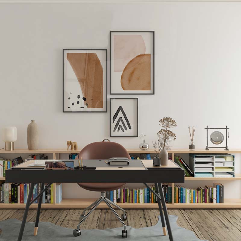 decoracción con cuadros, mural - lamina decorativa abstracta y nordica con triangulos