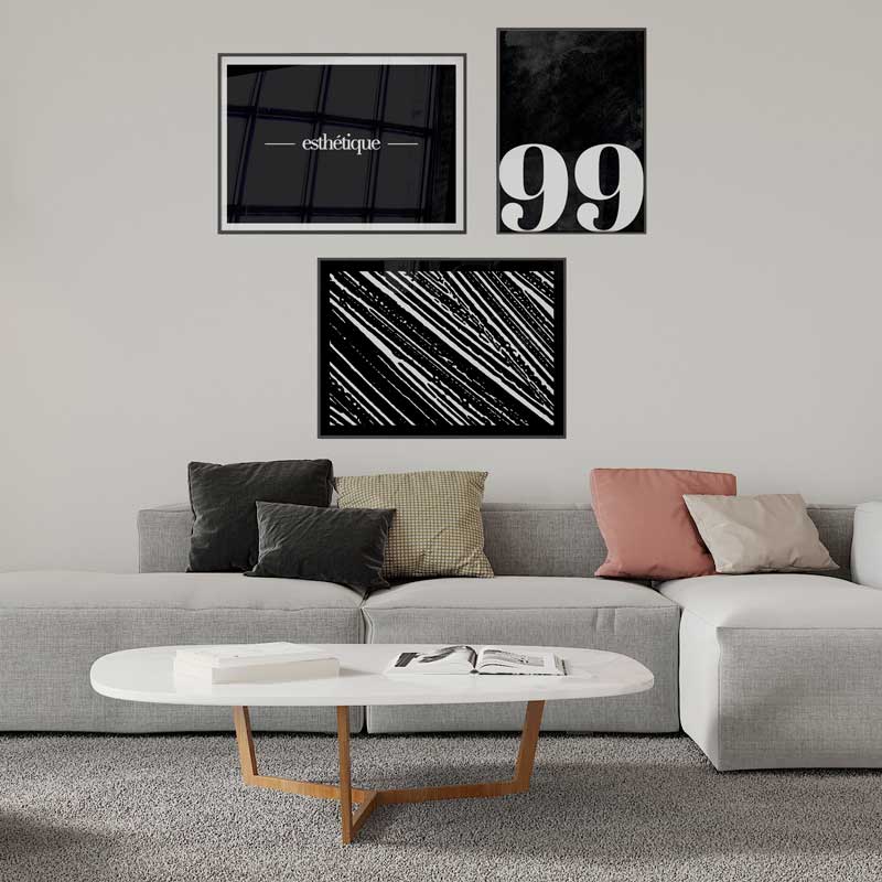 Decoración con cuadros, mural -  cuadro abstracto y en blanco y negro