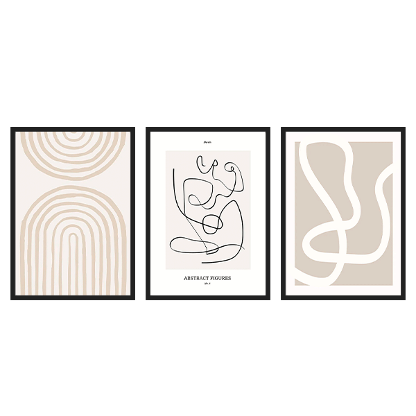 conjunto de cuadros de ilustraciones de estilo nórdico en tonos beige - kudeko