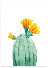 lamina decorativa de cactus con flor, ilustración - kudeko