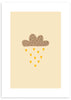 cuadro infantil de nube lloviendo corazones. Ilustración infantil de nube para dormitorio infantil.. Lámina decorativa.