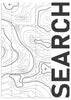 Tableau encadré avec motif de carte topographique abstraite noir et blanc, courbes de niveau, lignes techniques, grille discrète et typographie latérale grand format au style géométrique contemporain. Disponible sur kudeko.com