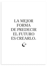 Lámina decorativa sin marco de estilo minimalista y blanco_y_negro, Lámina tipográfica minimalista con frase inspiradora, modelo Futuro