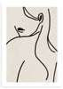 Tableau avec silhouette féminine de dos, lignes noires délicates sur fond beige clair, composition épurée, élégante et minimaliste au style apaisant. Disponible sur kudeko.com